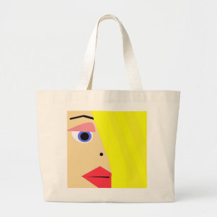 Tote Grande O bolsa fêmea abstrato da cara dos desenhos