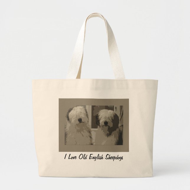 Tote Grande O bolsa inglês velho do Sheepdog (Frente)