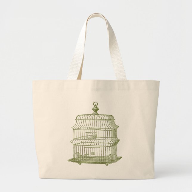 Tote Grande o bolsa verde do jumbo do birdcage (Frente)