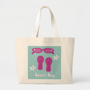 Tote Grande Óculos de sol, chinelos & bolsa de praia das