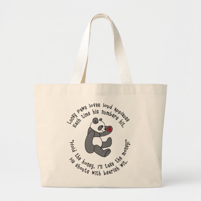 Tote Grande Panda afortunada das patas com o bolsa do jumbo do (Frente)