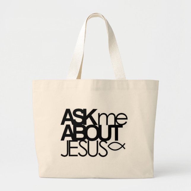 Tote Grande Pergunte-me sobre o bolsa de Jesus (Frente)