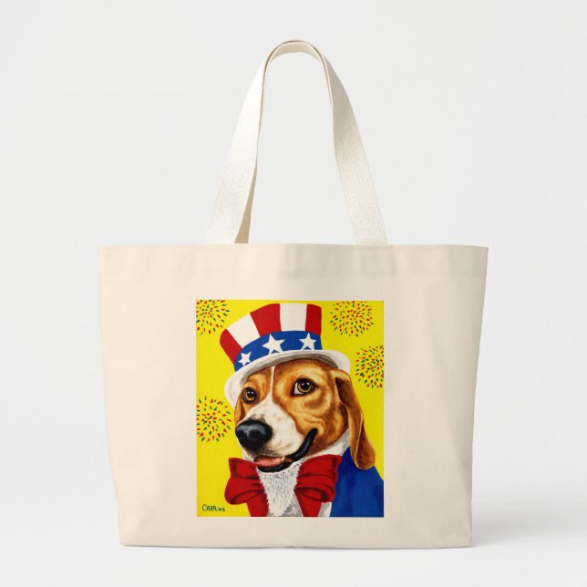 Tote Grande Quarto do bolsa do cão do lebreiro de julho (Frente)