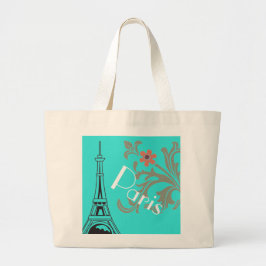 Tote Grande Turquesa Paris Comprado Ou Bolsa de praia