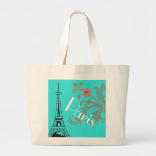 Tote Grande Turquesa Paris Comprando Ou Bolsa de praia