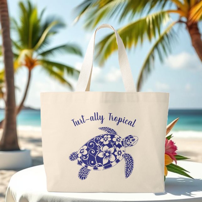 Tote Grande Turtle Beach Bolsa Blue (Turtle Beach Tote-Blue Large Tote Bag )