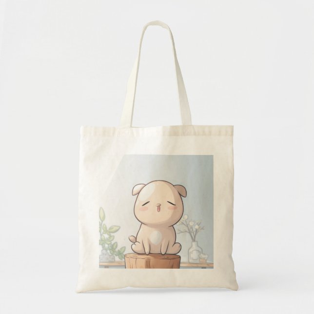 Tote Há uma bolsa barata com um cachorrinho fofo (Frente)