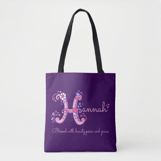 Tote Hannah H monograma arte & nome significa bolsa (Frente)