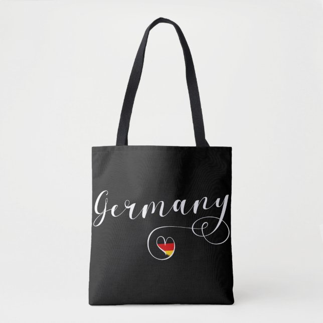 Tote Heart Germany Bolsa de compra, Bandeira Alemã (Frente)