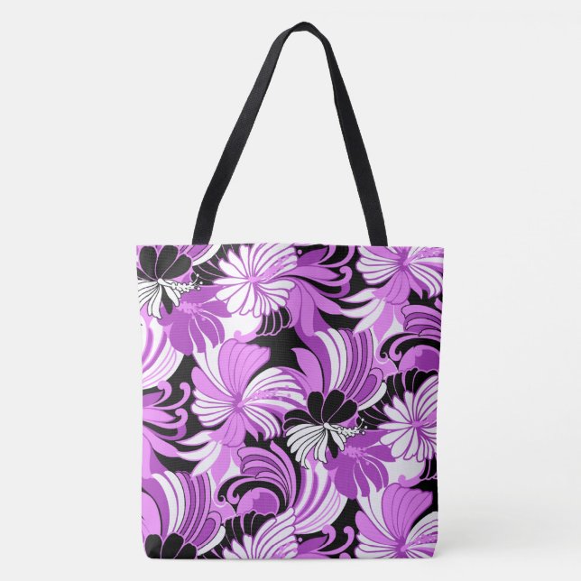 Tote Hibiscus Jungle-Havaiana Bolsa de praia Tropical F (Frente)