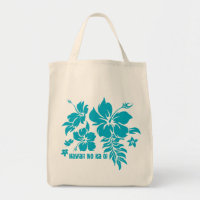 Hibiscus Pareau Hawaiian Floral em Turq para Bolsa