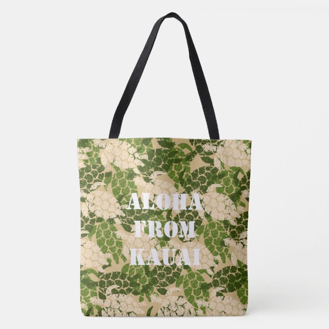 Tote Honu Sea Turtle Havaiana Monograma Aloha Bolsa de  (Frente)