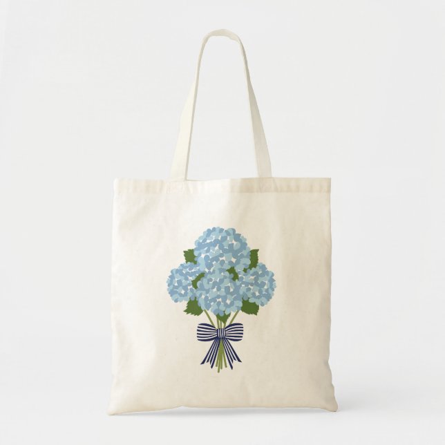 Tote Hydrangea azul e branca, Bolsa chic nemilenial (Frente)