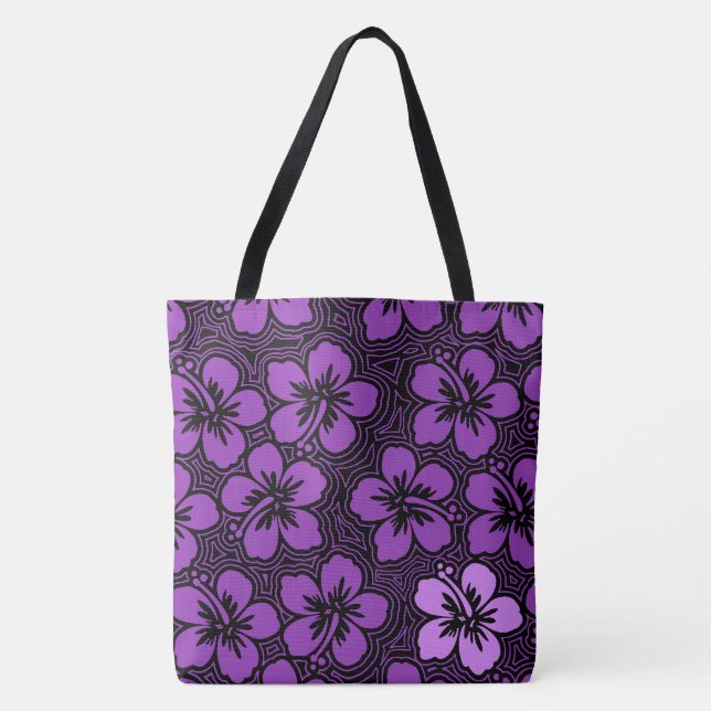 Tote Ilha Floral Havaiana Accent Hibiscus Bolsa de prai (Frente)