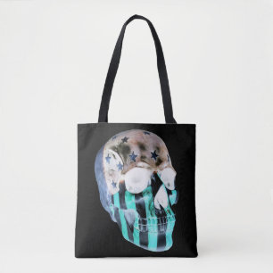 Tote Imagem negativa pintada pelo crânio em bolsa pret