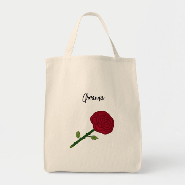 Tote Impulsionar Bolsa com rosa vermelha (Frente)