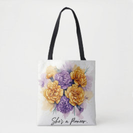 Tote Inspirando cravos, "Ela é uma pioneira" Bolsa Flor