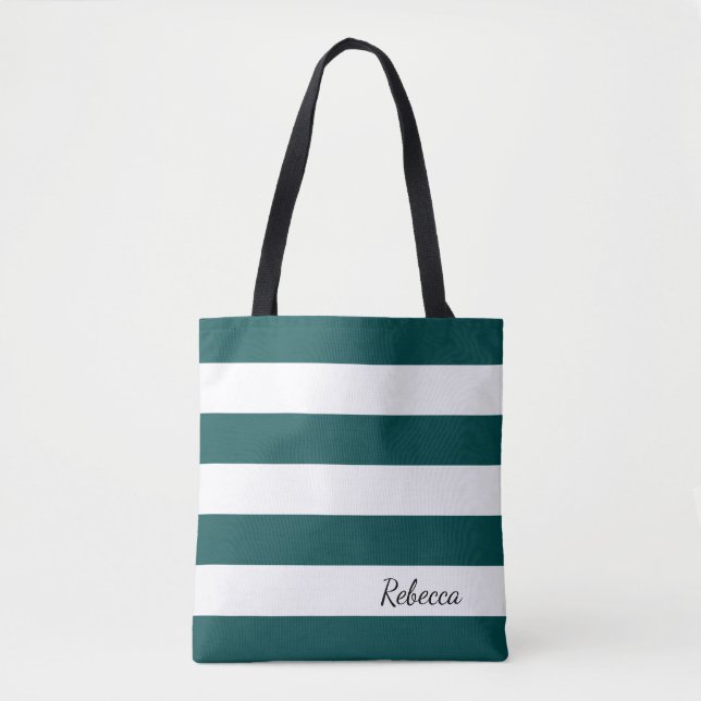 Tote Jade personalizado e o bolsa listrado branco (Frente)