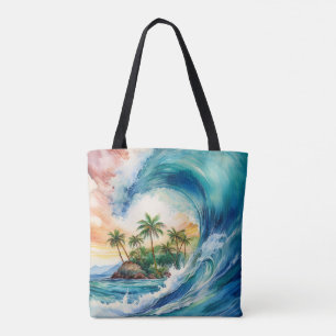 Tote Kai Aloha Motu Watercolor Bolsa de praia