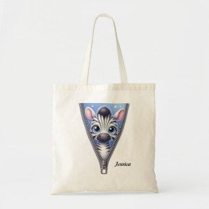 Tote Kids Cute Zebra Zipper Bolsa