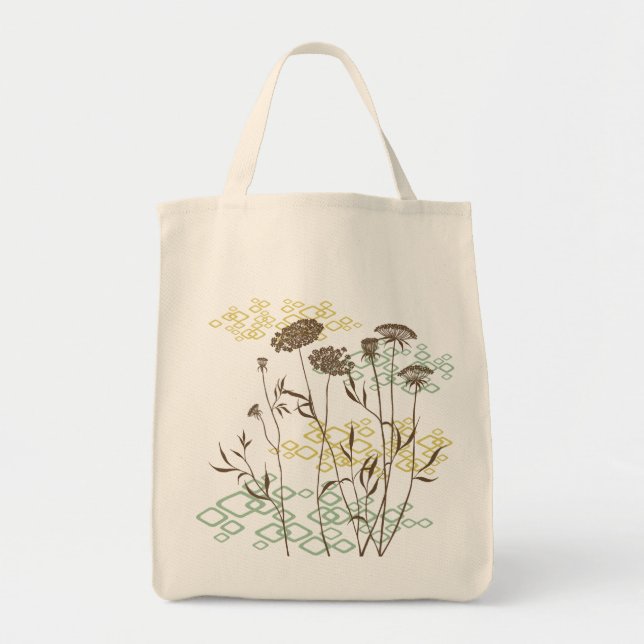 Tote Laço da rainha Anne no bolsa branco do mantimento (Frente)