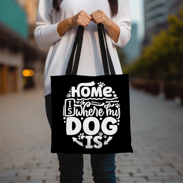 Tote Lar é onde meu cachorro é Saco de Tote, Bolsa de D (Criador carregado)