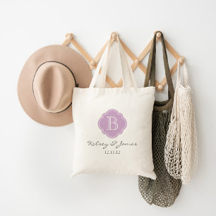 Tote Lilac Purple Custom Monograma Weding Favor Bolsa