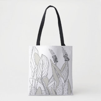 Tote linda bolsa com ilustrações de plantas. 