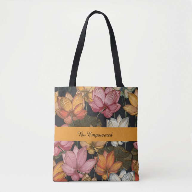 Tote Lírios de água salgada com carvão negro Bolsa (Frente)