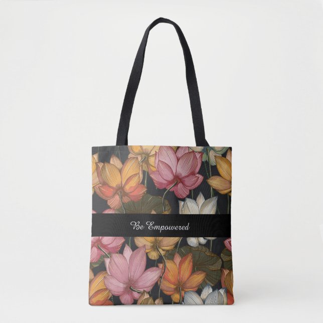 Tote Lírios de água salgada com carvão negro Bolsa (Frente)