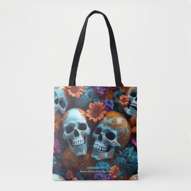 Tote LITE EXISTENCIAL Memento Mori Lovers Skulls Bolsa (Frente)