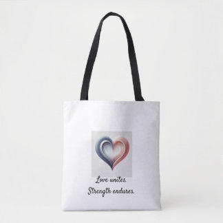 Tote Love Unites - Inspirational Yin Yang Heart Bolsa B