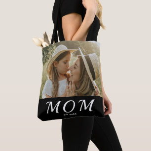 Tote Mãe Bolsa de Foto com Letreiro Branco