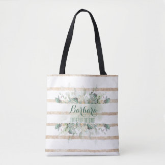 Tote Mãe Botânica Dourada e Greenery da Bolsa