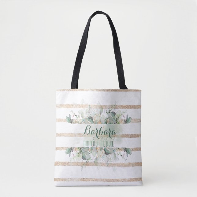 Tote Mãe Botânica Dourada e Greenery da Bolsa (Frente)