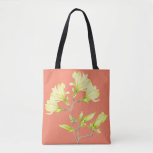 Tote Magnolias amarelas em um Bolsa