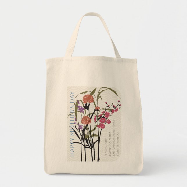 Tote Mah Jongg Flores Bolsa da Mãe (Frente)