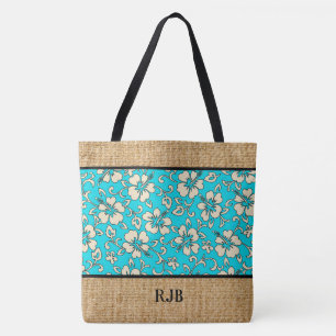 Tote Malia Hibiscus Bolsa de praia do Monograma Havaian