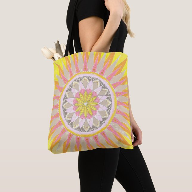 Tote Mandala Morning Sun Colorida Bolsa (Close Up)