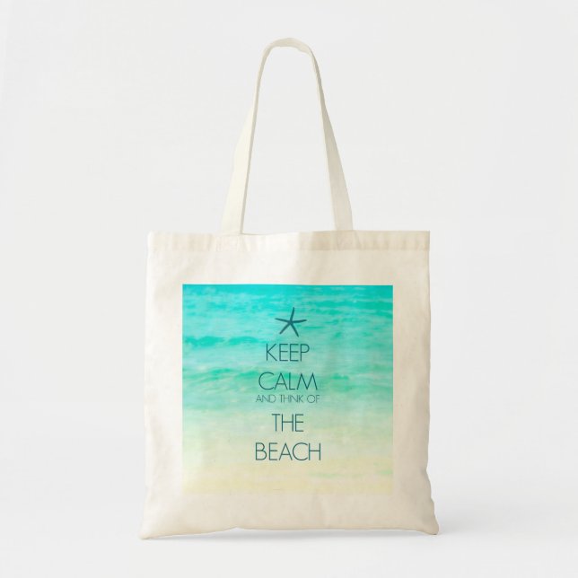 Tote Mantenha a bolsa de praia pequena calma (Frente)