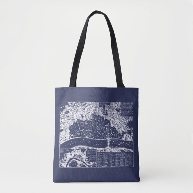 Tote Mapa antigo de Londres em Bolsa 1666 (Frente)
