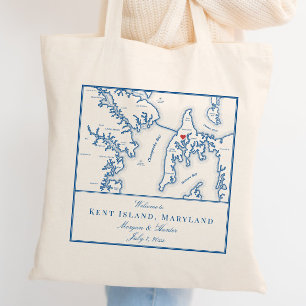 Tote Mapa da Ilha Kent Maryland Bolsa de Casamento Boas