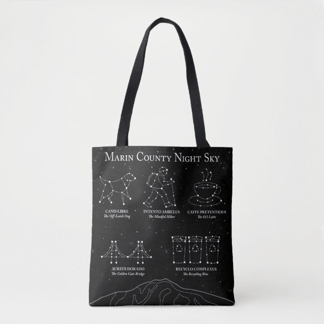 Tote Marin County Night Sky Bolsa Média Preta (Frente)