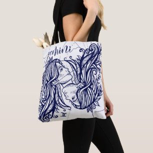 Tote Marinho do zodíaco dos Gêmeos & o bolsa gráfico