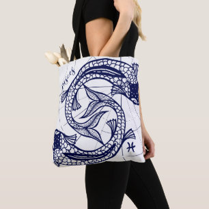 Tote Marinho do zodíaco dos peixes & o bolsa gráfico
