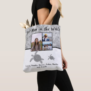 Tote Melhor Mãe 3 Foto Cinza Marble Sea Turtles Bolsa