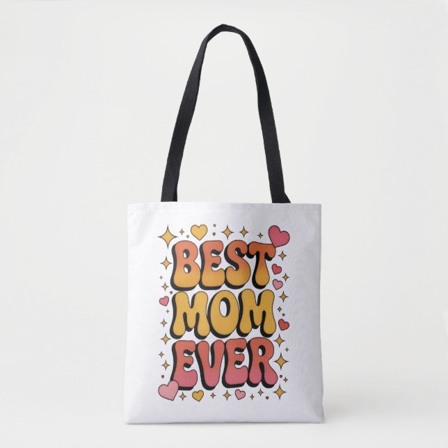 Tote Melhor Mãe do Mundo Bolsa de Compras Retro Groovy (Frente)