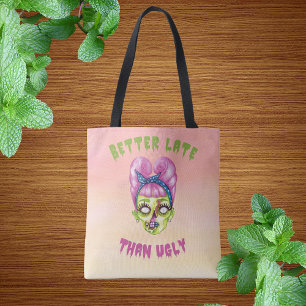 Tote Melhor Tarde Que Bolsa De Rosto Zombie Bonito