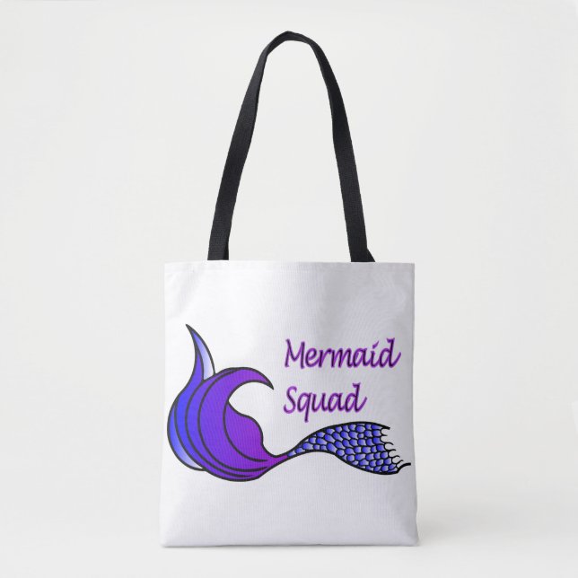 Tote Mermaid Squad rabo roxo em uma bolsa de tosta (Frente)