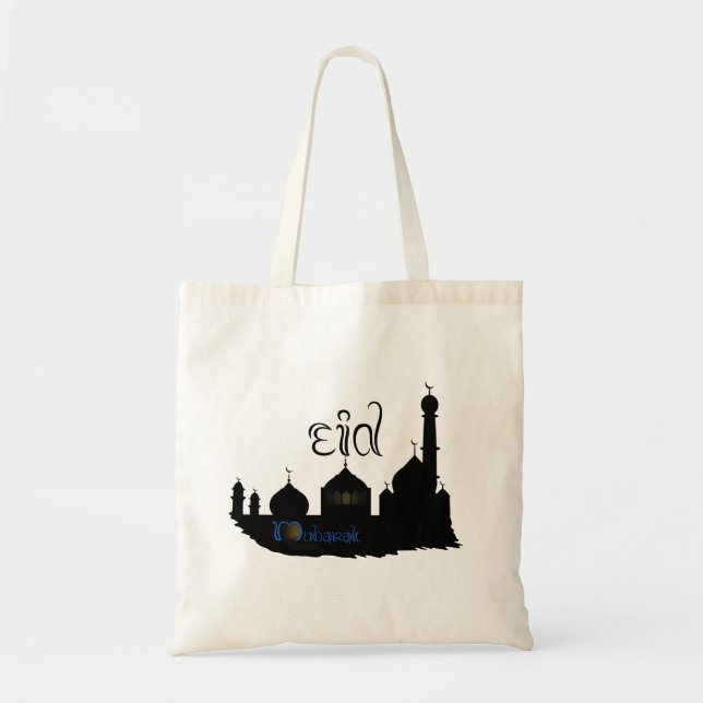 Tote Mesquita Eid Mubarak Silhouette - Bolsa de Orçamen (Frente)